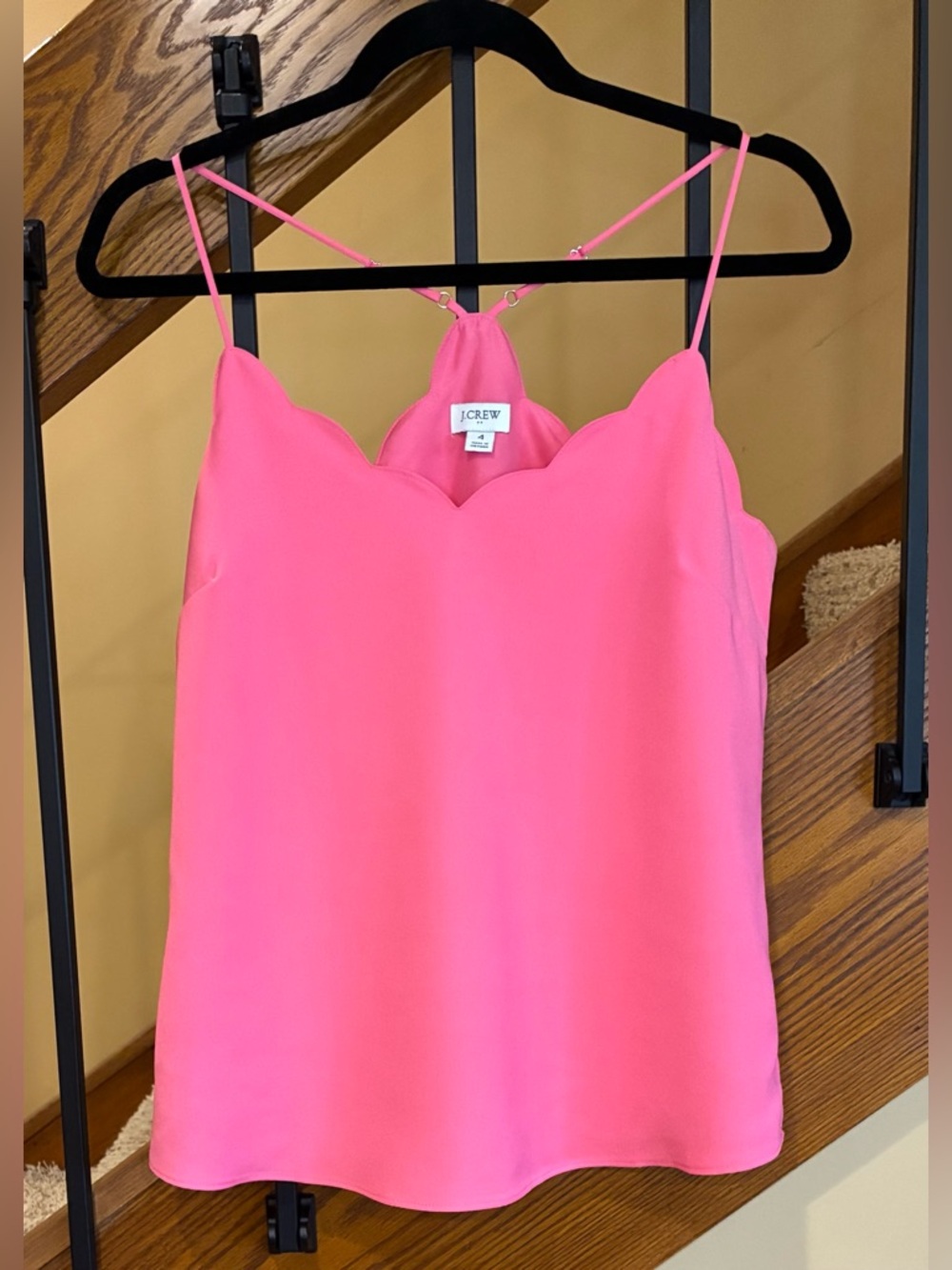 J.Crew Cami Scalloped Edge adjustable Spaghetti Straps Pink SZ. 4